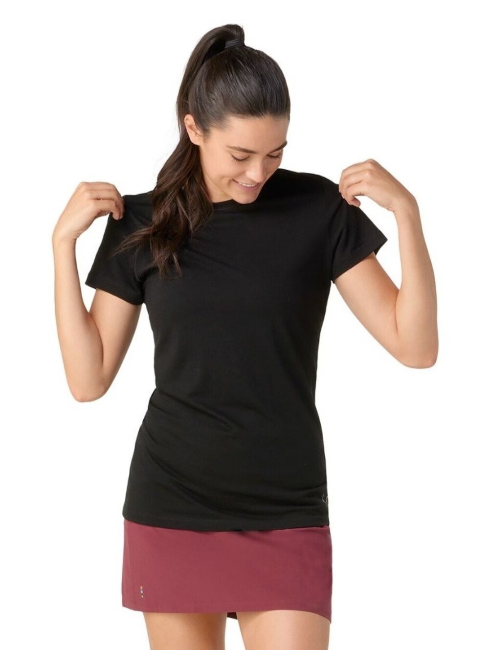 $95 Smartwool Merino Wool Short-Sleeve T-Shirt - Women's black t-shirt in size M